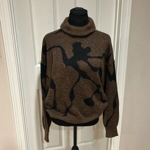 Nani Bon brown black abstract mohair wool mix turtleneck sweater sz M